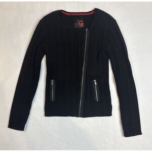 Guess Long Sleeve Black Zip Up Cardigan Women's Size XL Slim Fit